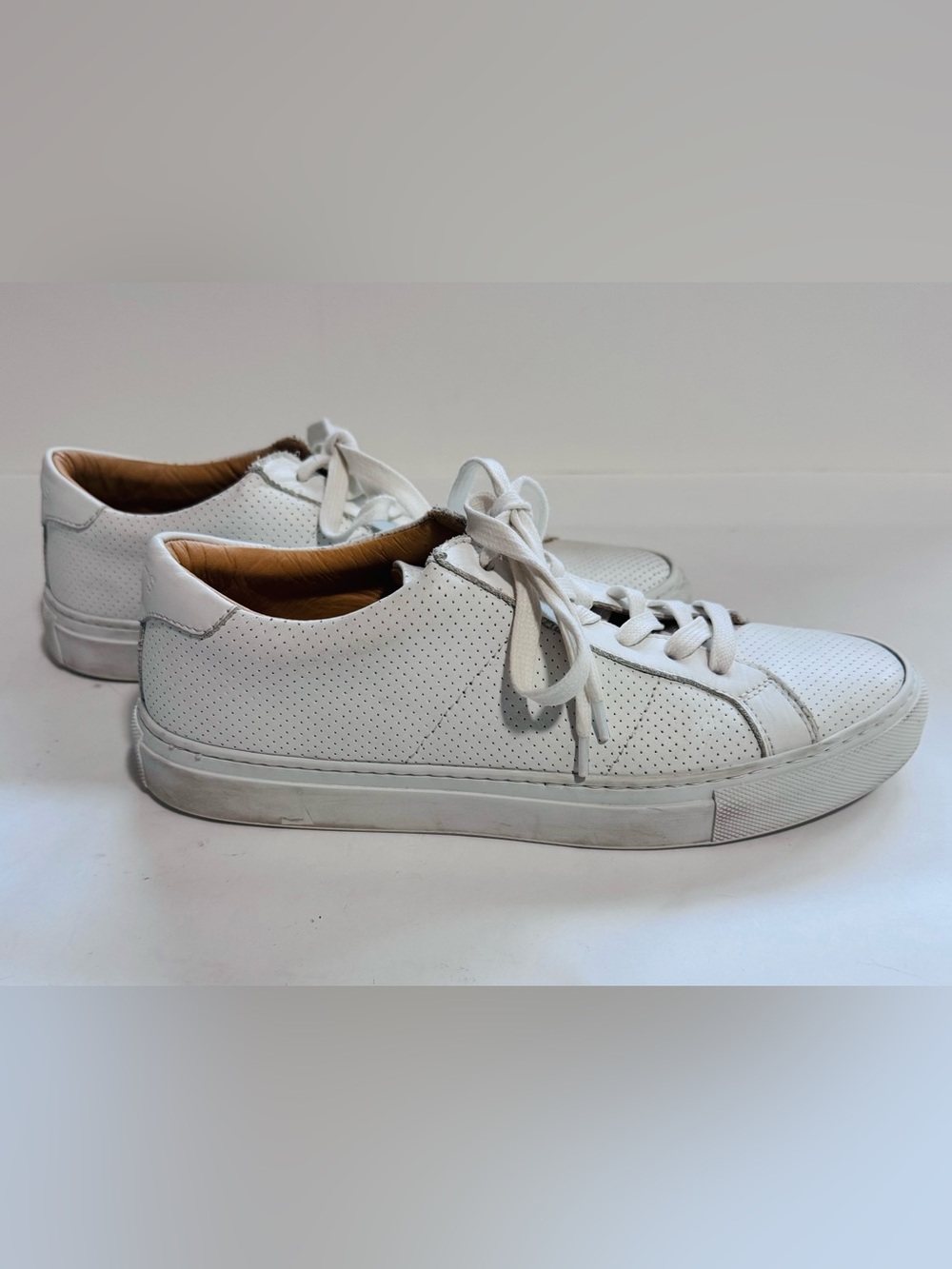 GREATS White Perforated Leather Low Top Sneakers - Men's 9.5 - Made In Italy